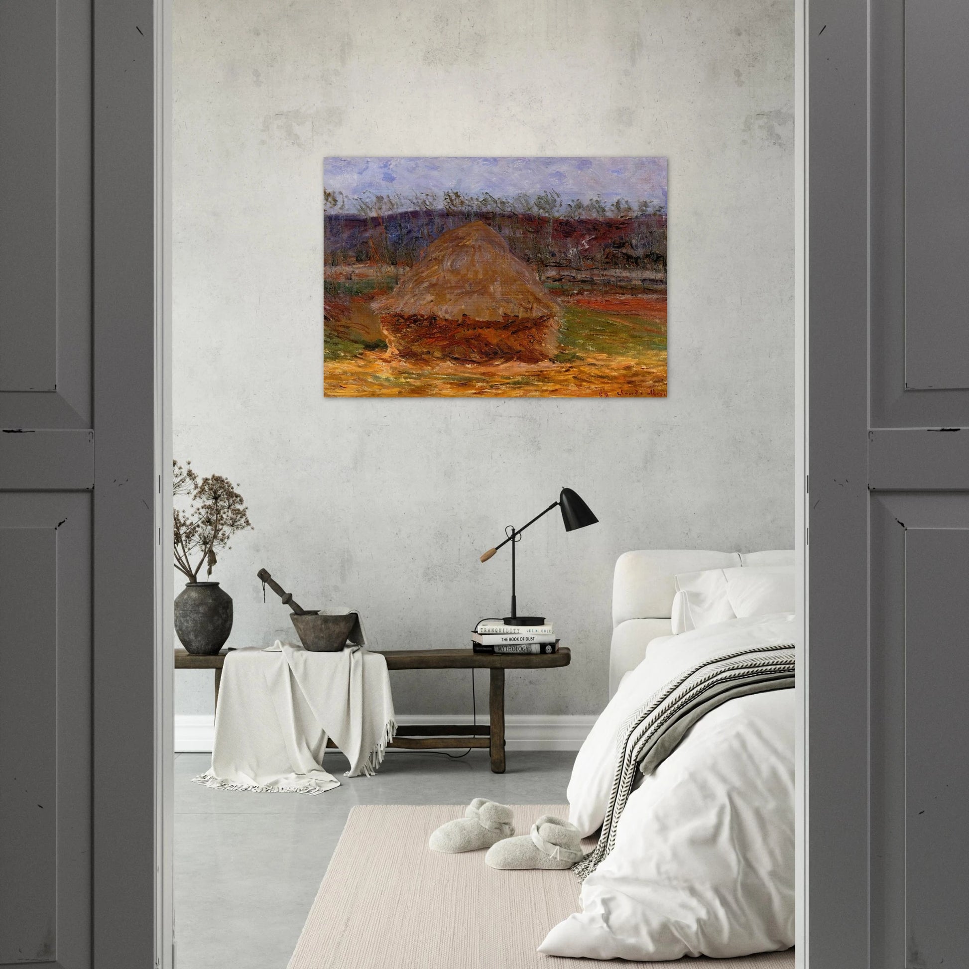Grainstack at Giverny - claude monet Brushed Aluminum Print - 70x100 cm / 28x40 inches | claude monet Aluminum Print | claude monet Prints