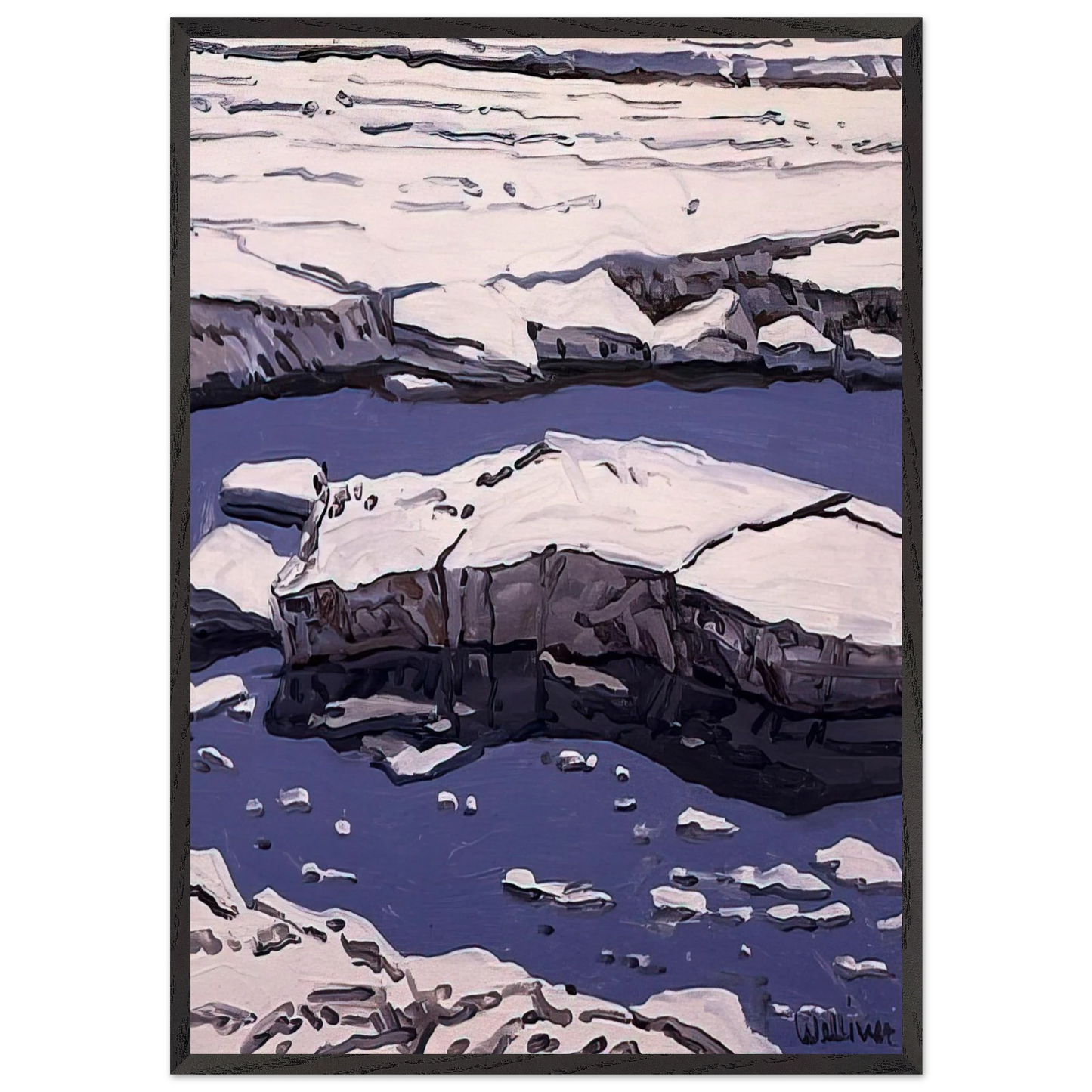 Study for Ice Flow Allagash - 1996 - Neil Welliver 70x100 cm / 28x40 inches Framed Art Print – Black Wooden Frame