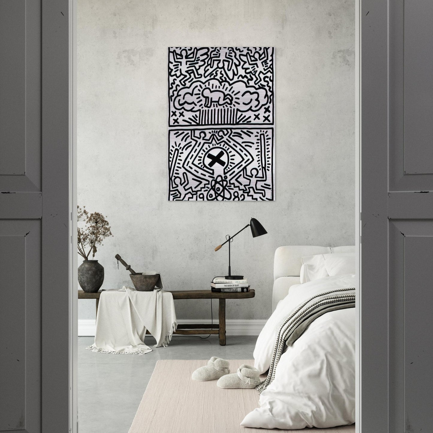 ANTI NUCLEAR RALLY 1982 - Keith Haring Brushed Aluminum Print - 70x100 cm / 28x40 inches | Keith Haring Aluminum Print | Keith Haring Prints