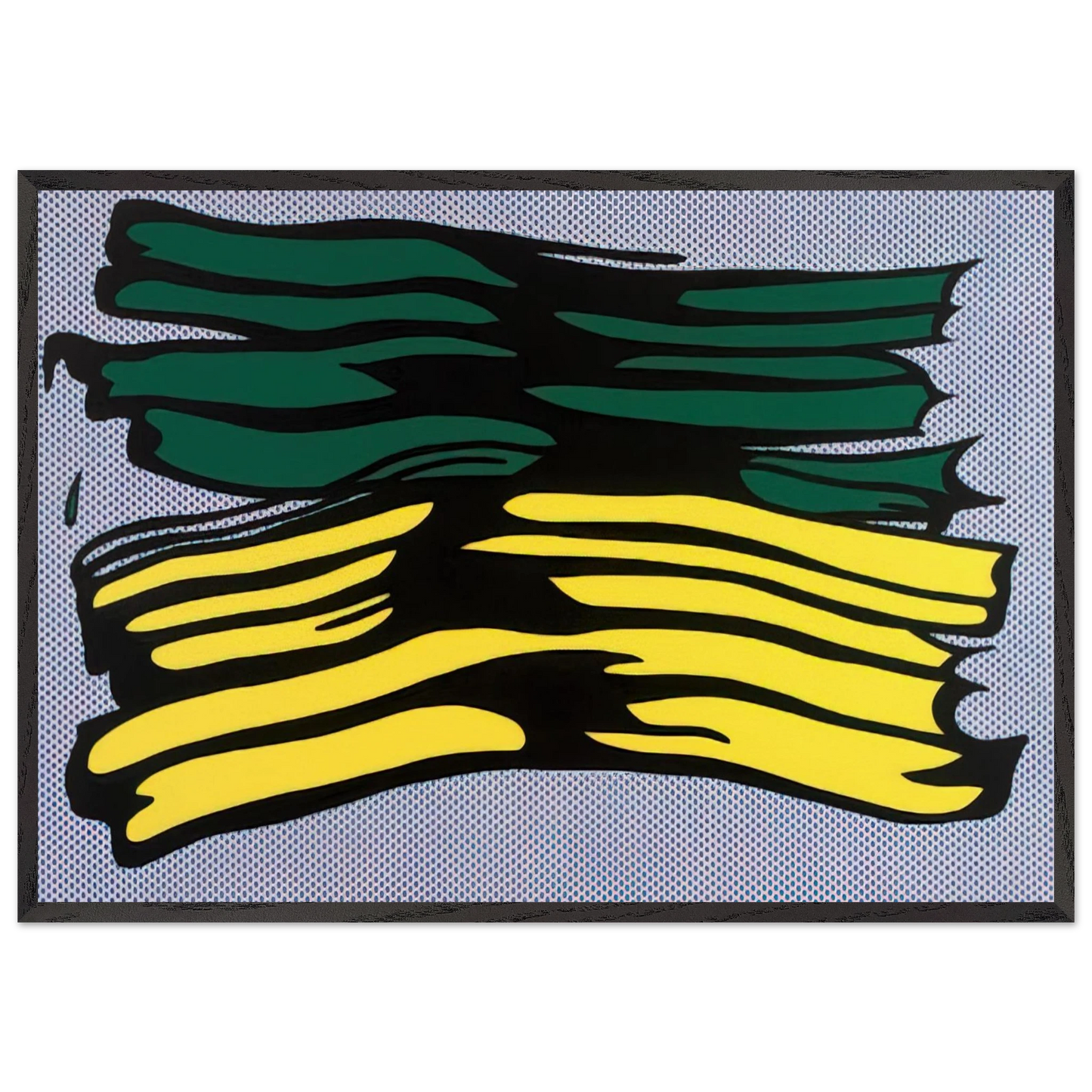 YELLOW AND GREEN BRUSHSTROKES 1966 0 - Roy Lichtenstein 70x100 cm / 28x40 inches Framed Art Print – Black Wooden Frame