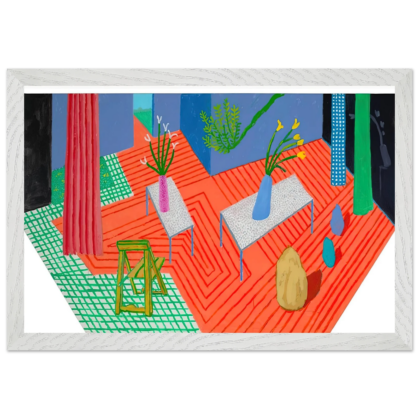 David Hockney - David Hockney Wall art - 50x70 cm / 20x28 inches - Premium Wooden Framed Poster With Fine Art Paper-canvas - White frame