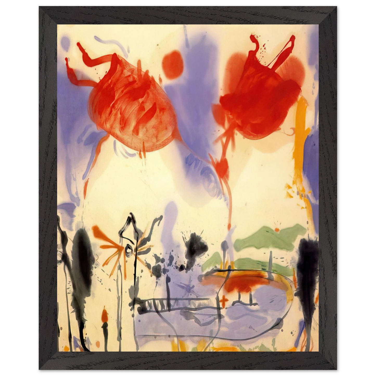 Helen Frankenthaler - Round Trip - 1957 Wall art - 30x40 cm / 12x16 inches - Premium Wooden Framed Poster With Fine Art Paper-canvas - Wood frame