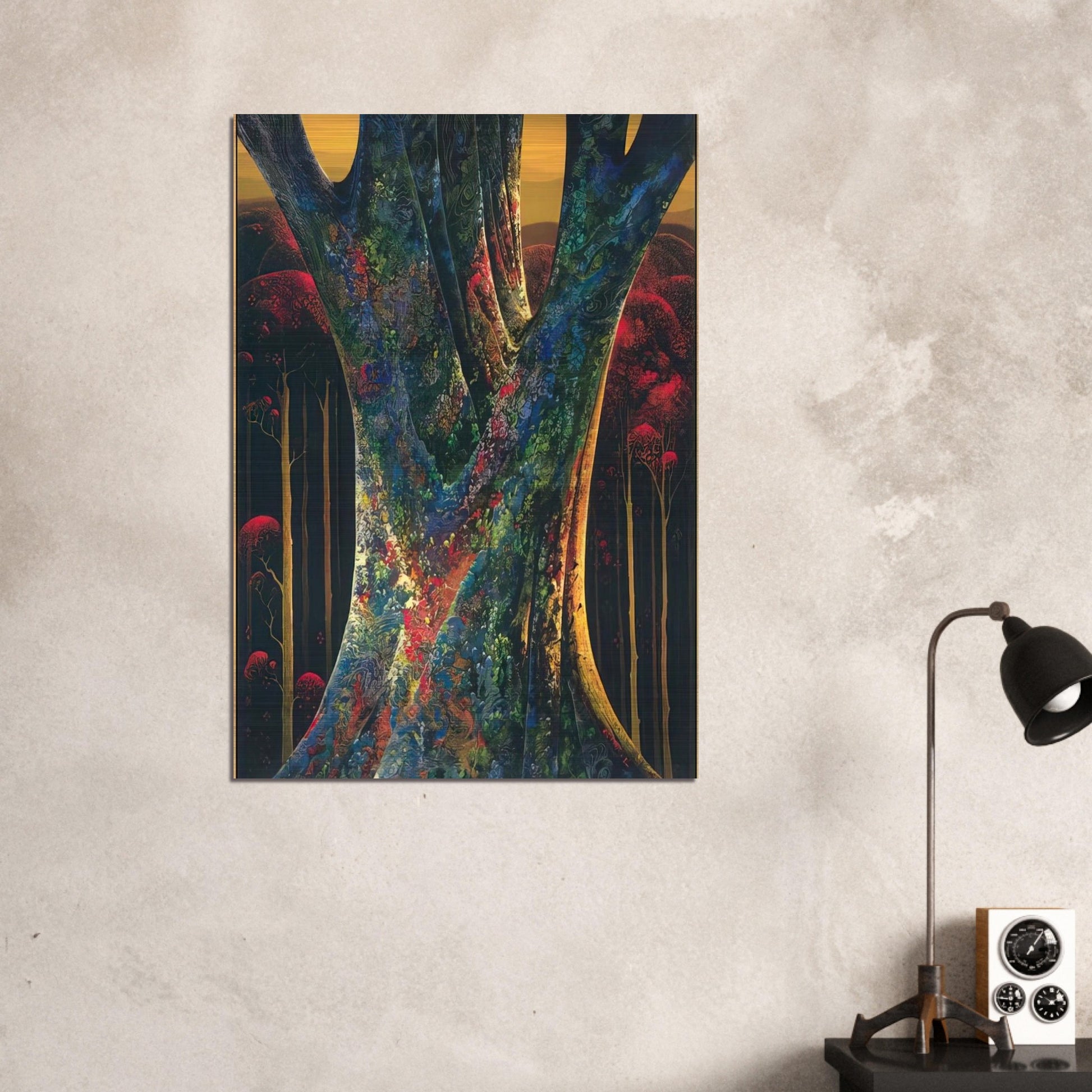 Majestic Tree - Eyvind Earle Brushed Aluminum Print - 70x100 cm / 28x40 inches | Eyvind Earle Aluminum Print | Eyvind Earle Prints
