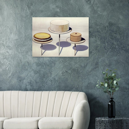 Display Cakes - 1963 - Wayne Thiebaud Brushed Aluminum Print - 70x100 cm / 28x40 inches | Wayne Thiebaud Aluminum Print | Wayne Thiebaud Prints