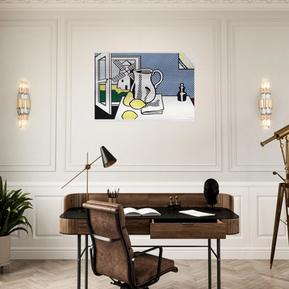 STILL LIFE WITH WINDMILL 1974 - Roy Lichtenstein Brushed Aluminum Print - 70x100 cm / 28x40 inches | Roy Lichtenstein Aluminum Print | Roy Lichtenstein Prints