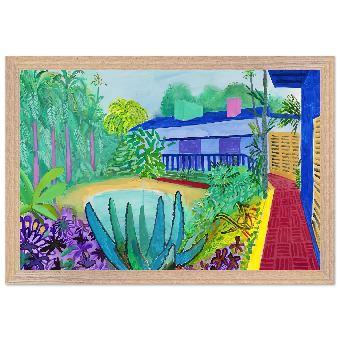 David Hockney - David Hockney Wall art - 60x80 cm / 24x32 Inches - Premium Wooden Framed Poster With Fine Art Paper - White frame