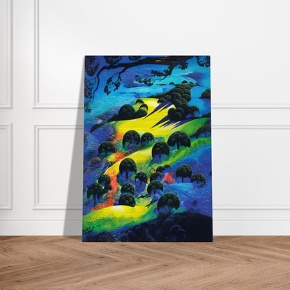 Fading Sunset Flame - Eyvind Earle Brushed Aluminum Print - 70x100 cm / 28x40 inches | Eyvind Earle Aluminum Print | Eyvind Earle Prints