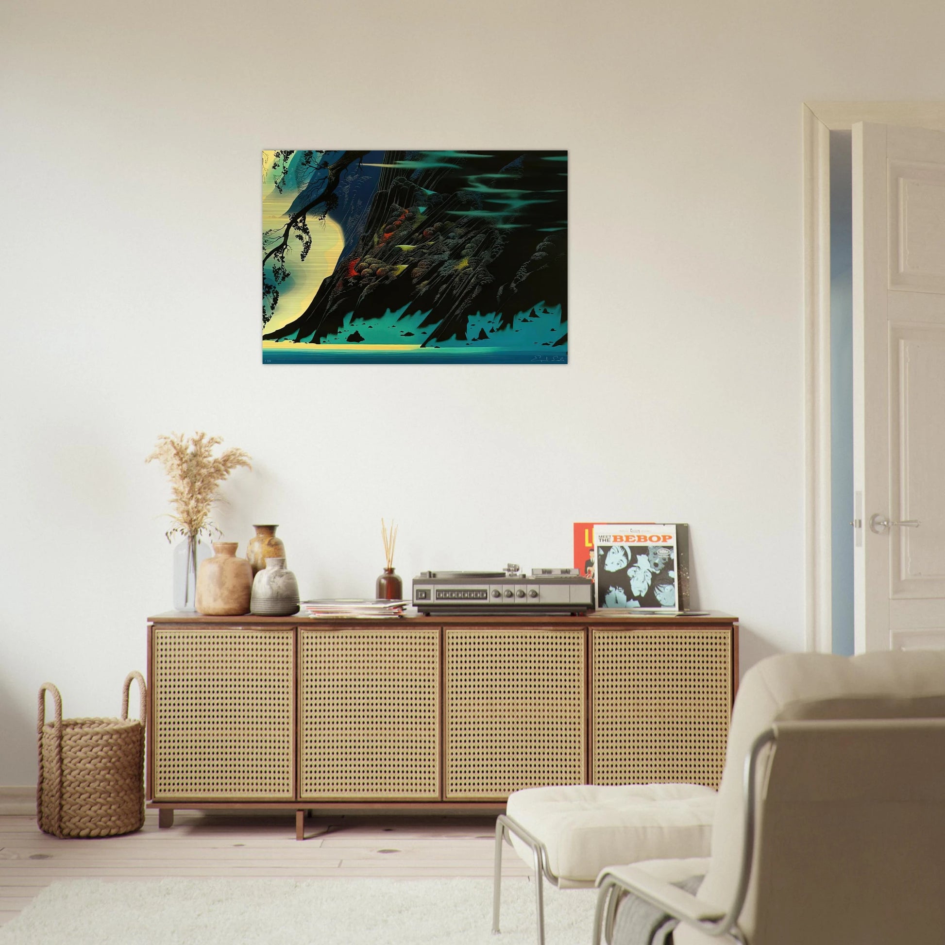 Coastal Magic - Eyvind Earle Brushed Aluminum Print - 70x100 cm / 28x40 inches | Eyvind Earle Aluminum Print | Eyvind Earle Prints
