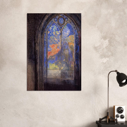 STAINED GLASS WINDOW THE MYSTERIOUS GARDEN - Odilon Redon Brushed Aluminum Print - 70x100 cm / 28x40 inches | Odilon Redon Aluminum Print | Odilon Redon Prints