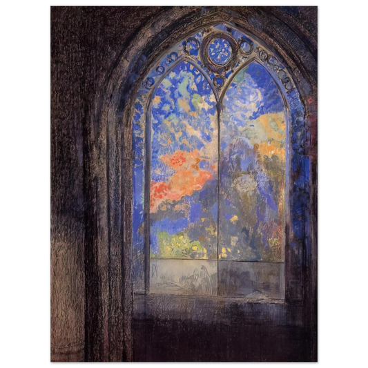 Odilon Redon - STAINED GLASS WINDOW THE MYSTERIOUS GARDEN  75x100 cm / 30x40inches Fine Art Poster