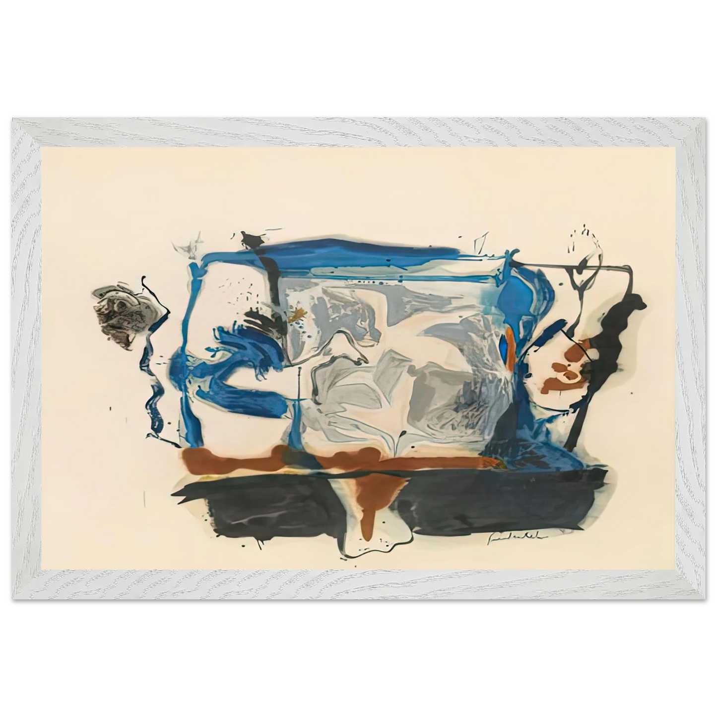 Helen Frankenthaler - Swan Lake II, 1961- Wall Art - 30x40 cm / 12x16 inches - Premium Wooden Framed Poster With Fine Art Paper-canvas - White frame