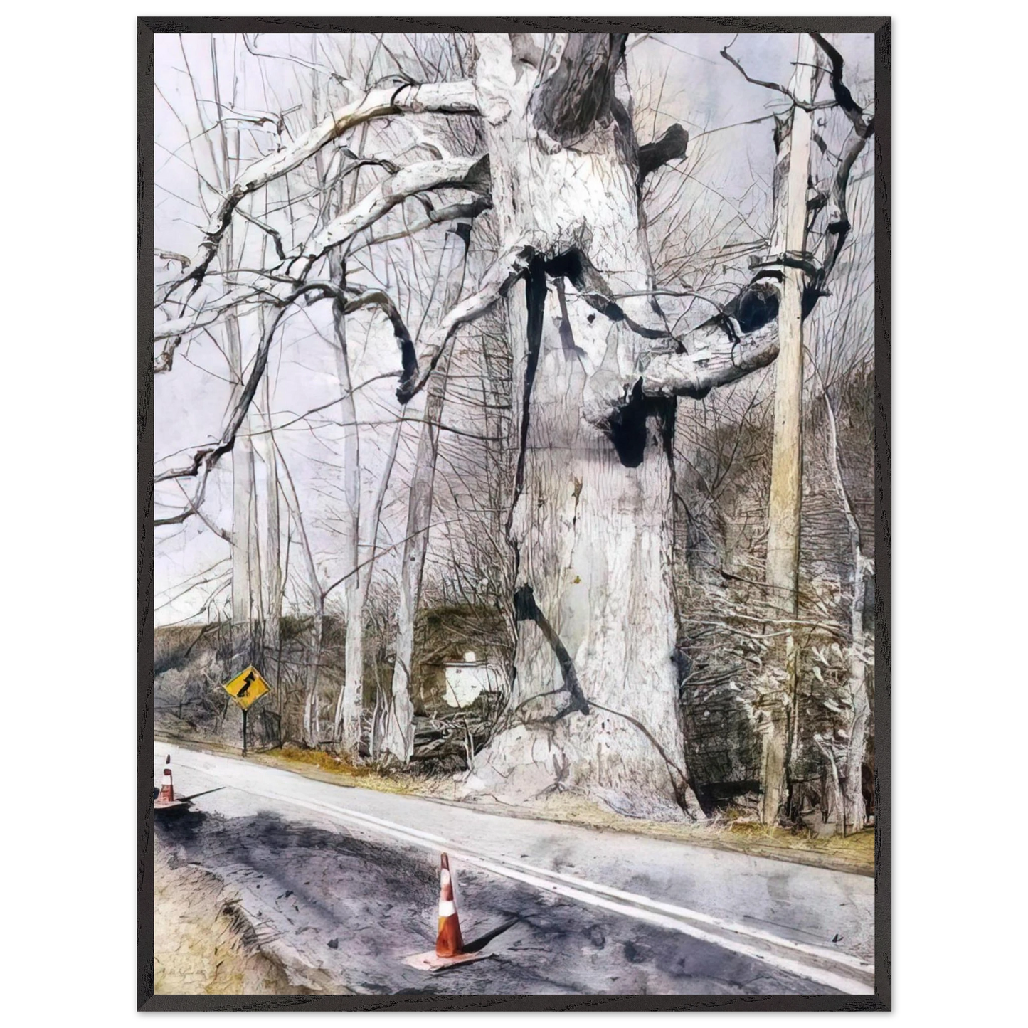 Andrew Wyeth - WALKING STICK Wall Art - 30x40 cm / 12x16 inches - Premium Wooden Framed Poster With Fine Art Paper-canvas - Black frame