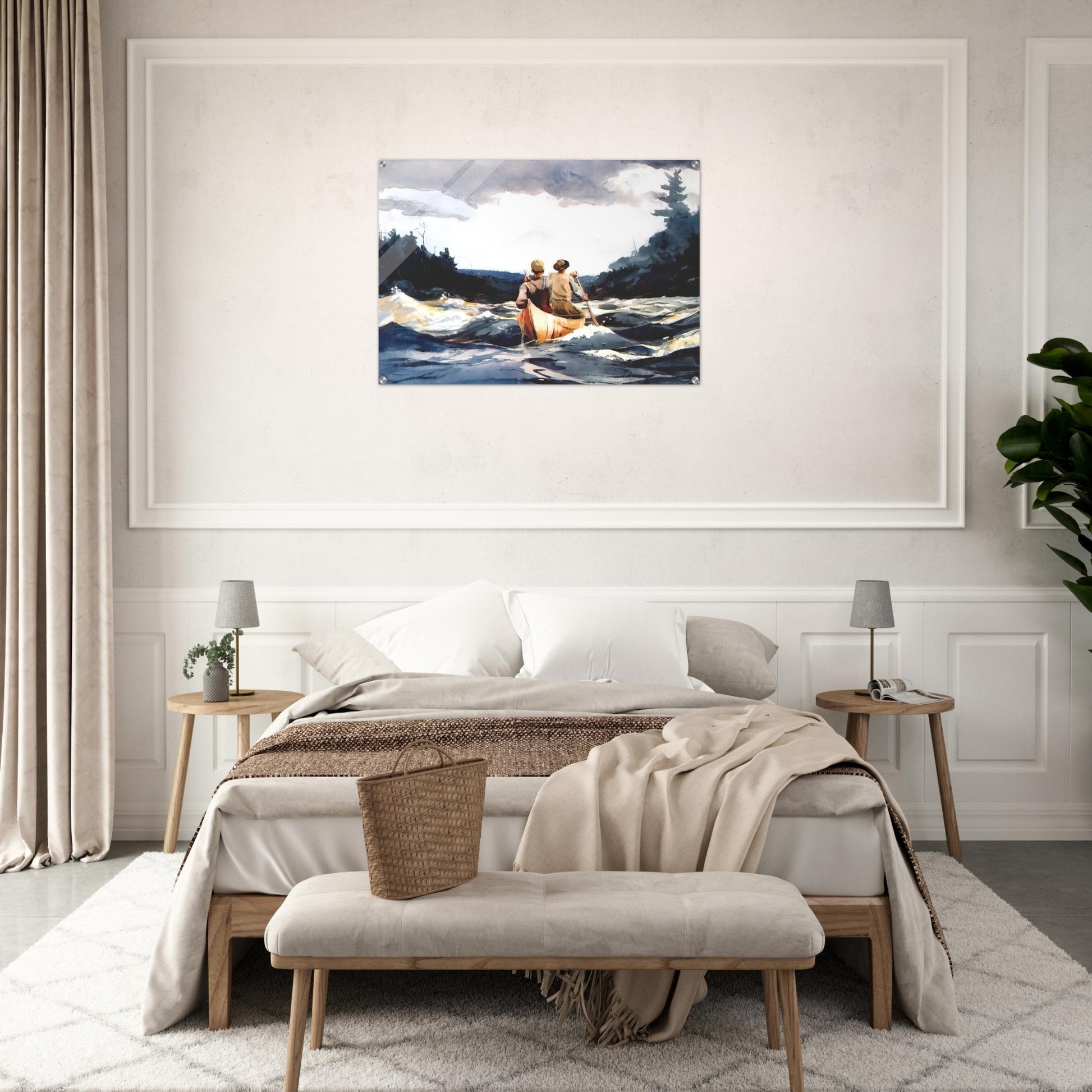 CANOE IN THE RAPIDS - Winslow Homer Acrylic Print - 70x100 cm / 28x40″ inches | Winslow Homer Wall Art | Winslow Homer Prints
