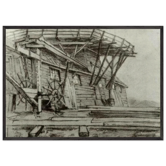 Saw Mill - Vincent van Gogh 70x100 cm / 28x40 inches Framed Art Print – Black Wooden Frame