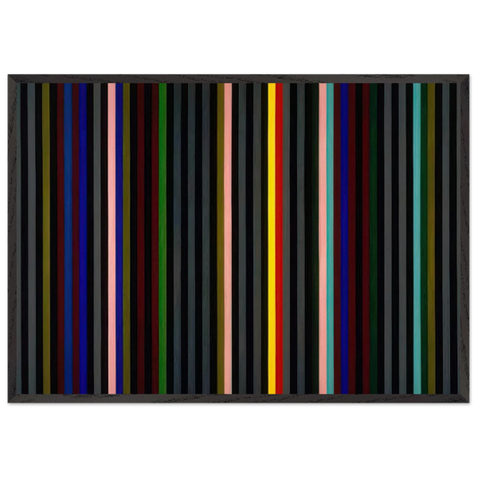 Black Grey Beat - 1964 - Gene Davis 70x100 cm / 28x40 inches Framed Art Print – Black Wooden Frame