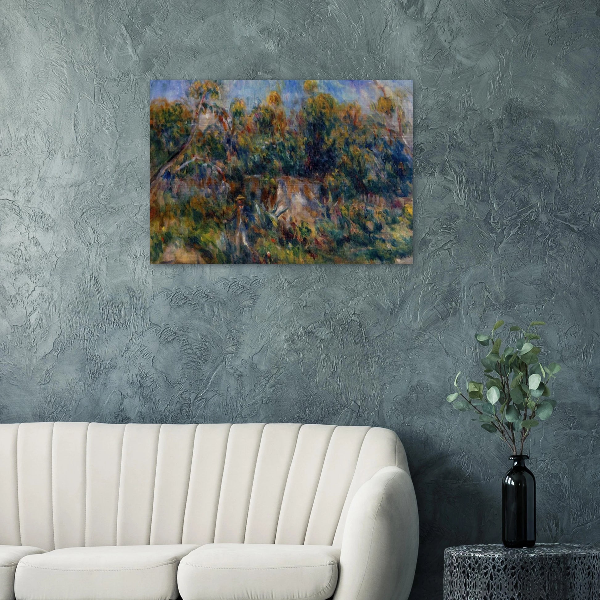 The Painter Taking a Stroll at Cagnes - Pierre-Auguste Renoir Brushed Aluminum Print - 70x100 cm / 28x40 inches | Pierre-Auguste Renoir Aluminum Print | Pierre-Auguste Renoir Prints