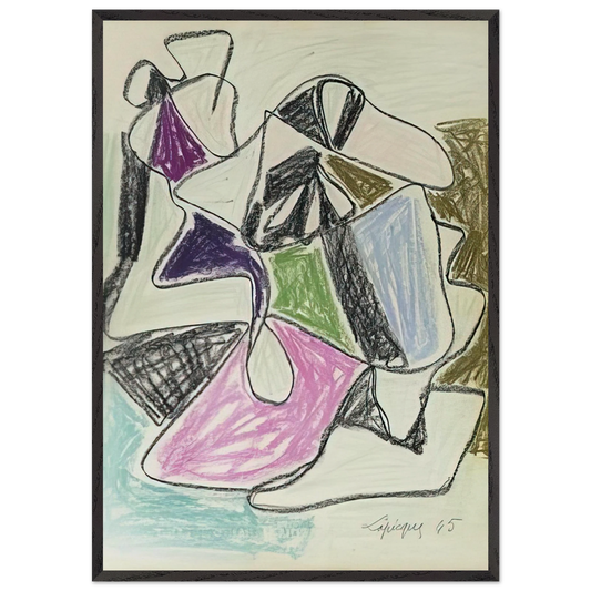La Rencontre - 1945 - Charles Lapicque 70x100 cm / 28x40 inches Framed Art Print – Black Wooden Frame