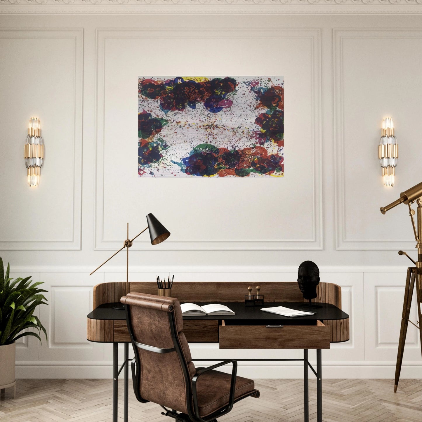 Coral Lyre Nine - Sam Francis Brushed Aluminum Print - 70x100 cm / 28x40 inches | Sam Francis Aluminum Print | Sam Francis Prints