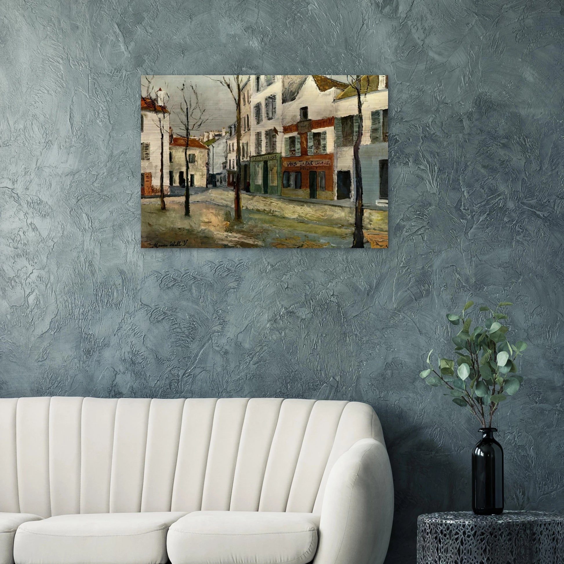 SQUARE TERTRE ON MONTMARTRE 2 - Maurice Utrillo Brushed Aluminum Print - 70x100 cm / 28x40 inches | Maurice Utrillo Aluminum Print | Maurice Utrillo Prints