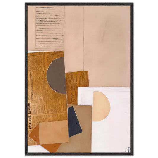 Abstract in White Grey and Ochre - 1949 - Victor Pasmore 70x100 cm / 28x40 inches Framed Art Print – Black Wooden Frame