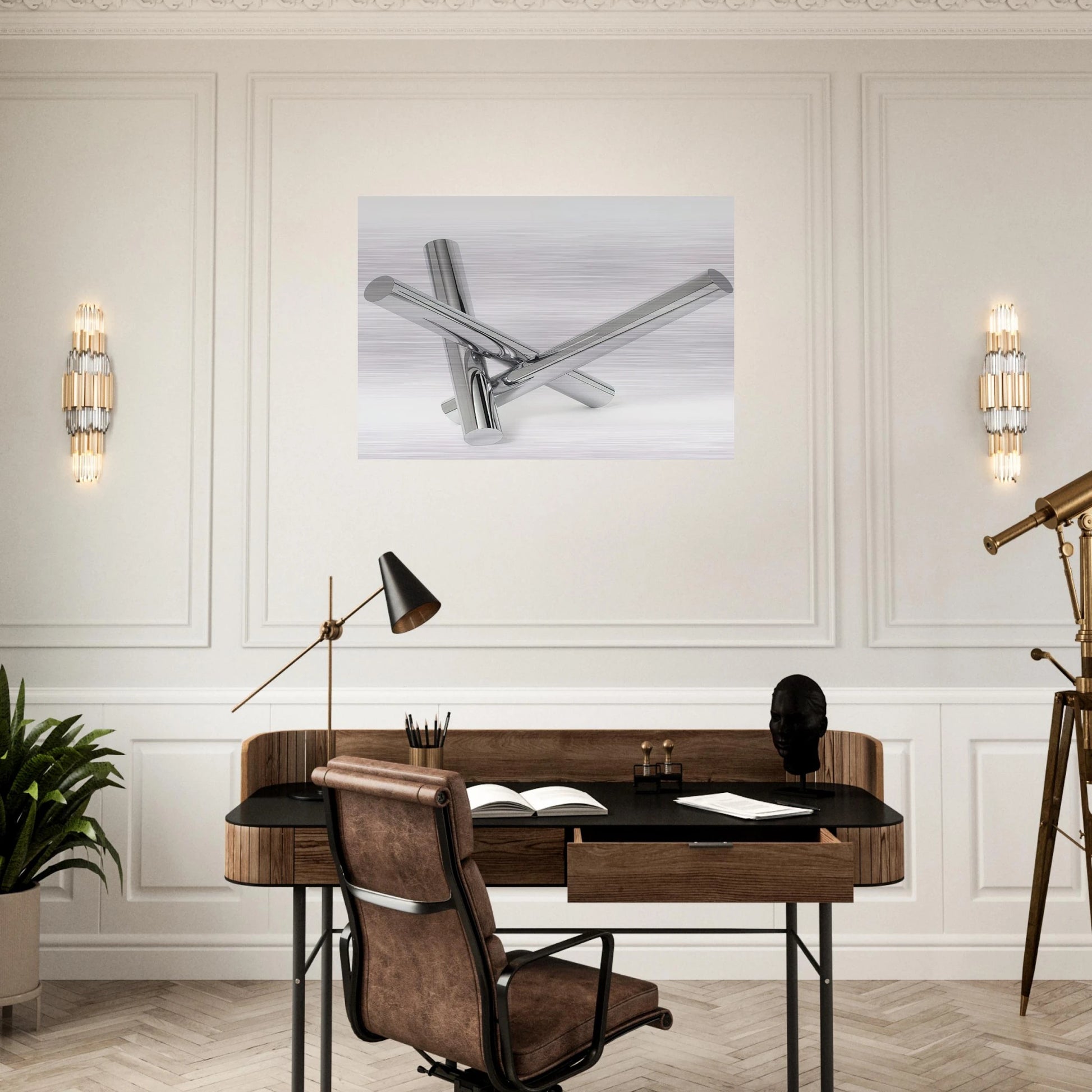 Einheit aus drei gleichen zylindern - 1966 - Max Bill Brushed Aluminum Print - 70x100 cm / 28x40 inches | Max Bill Aluminum Print | Max Bill Prints