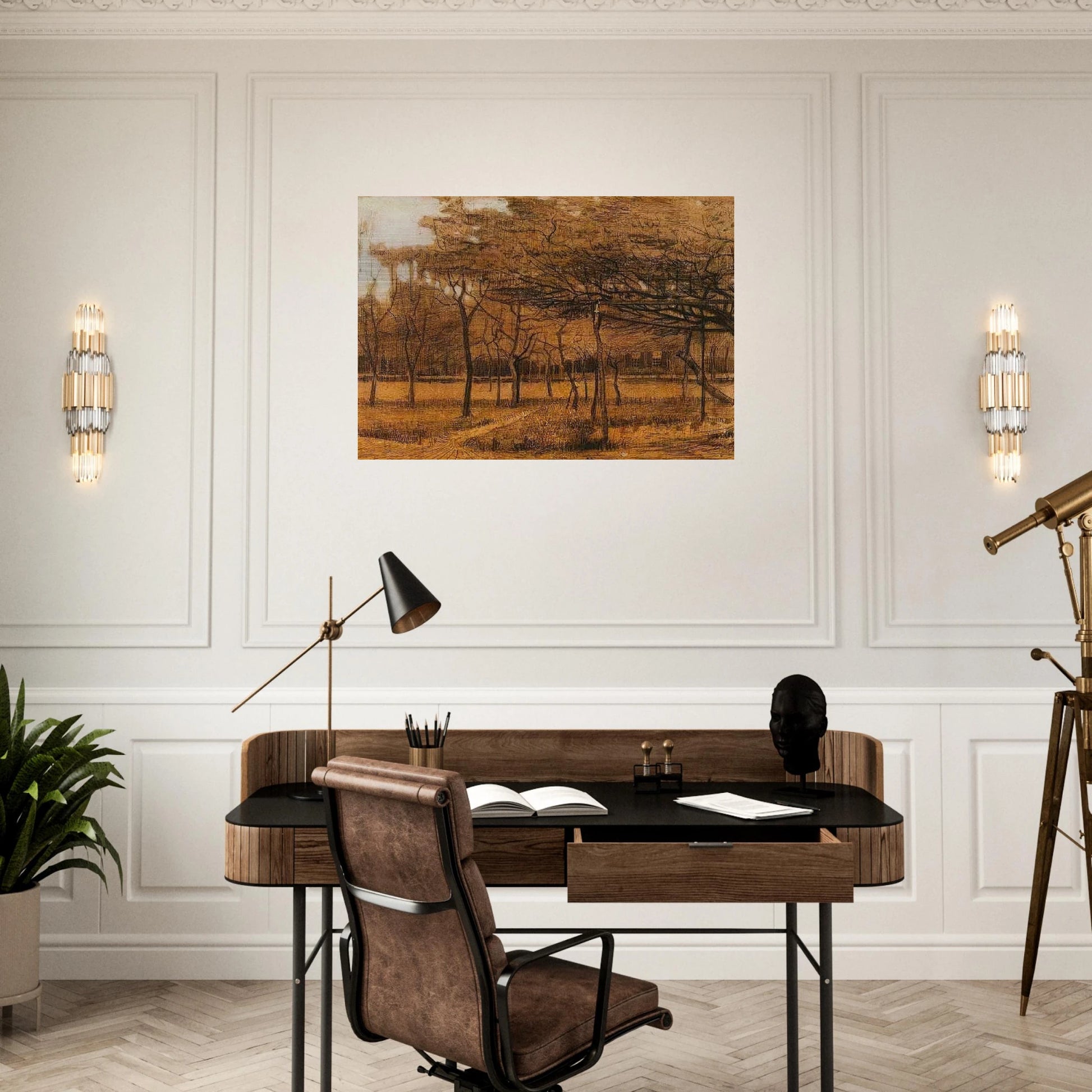 Landscape with Trees - Vincent van Gogh Brushed Aluminum Print - 70x100 cm / 28x40 inches | Vincent van Gogh Aluminum Print | Vincent van Gogh Prints