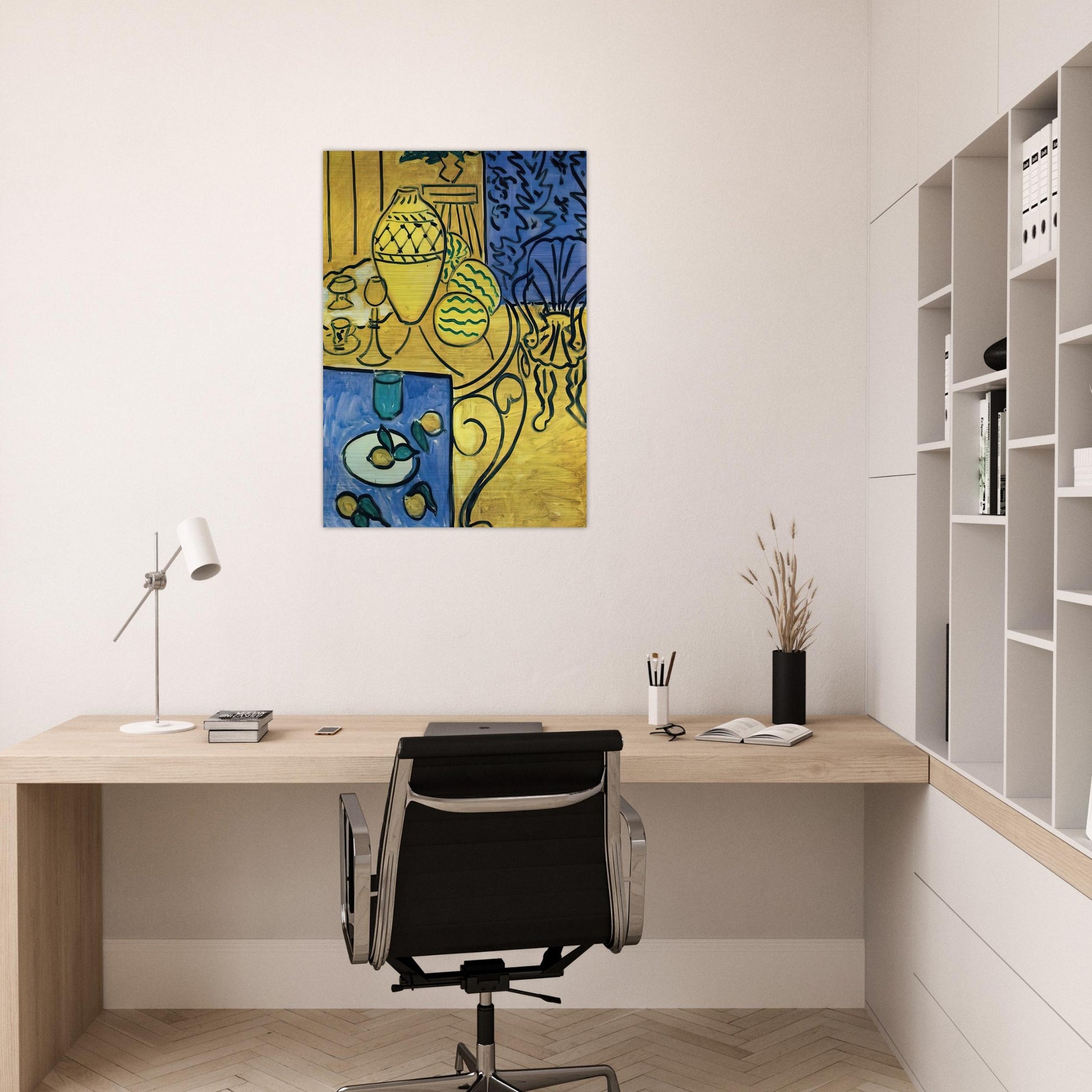 INTERIOR IN YELLOW 1946 - Henri Matisse Brushed Aluminum Print - 70x100 cm / 28x40 inches | Henri Matisse Aluminum Print | Henri Matisse Prints