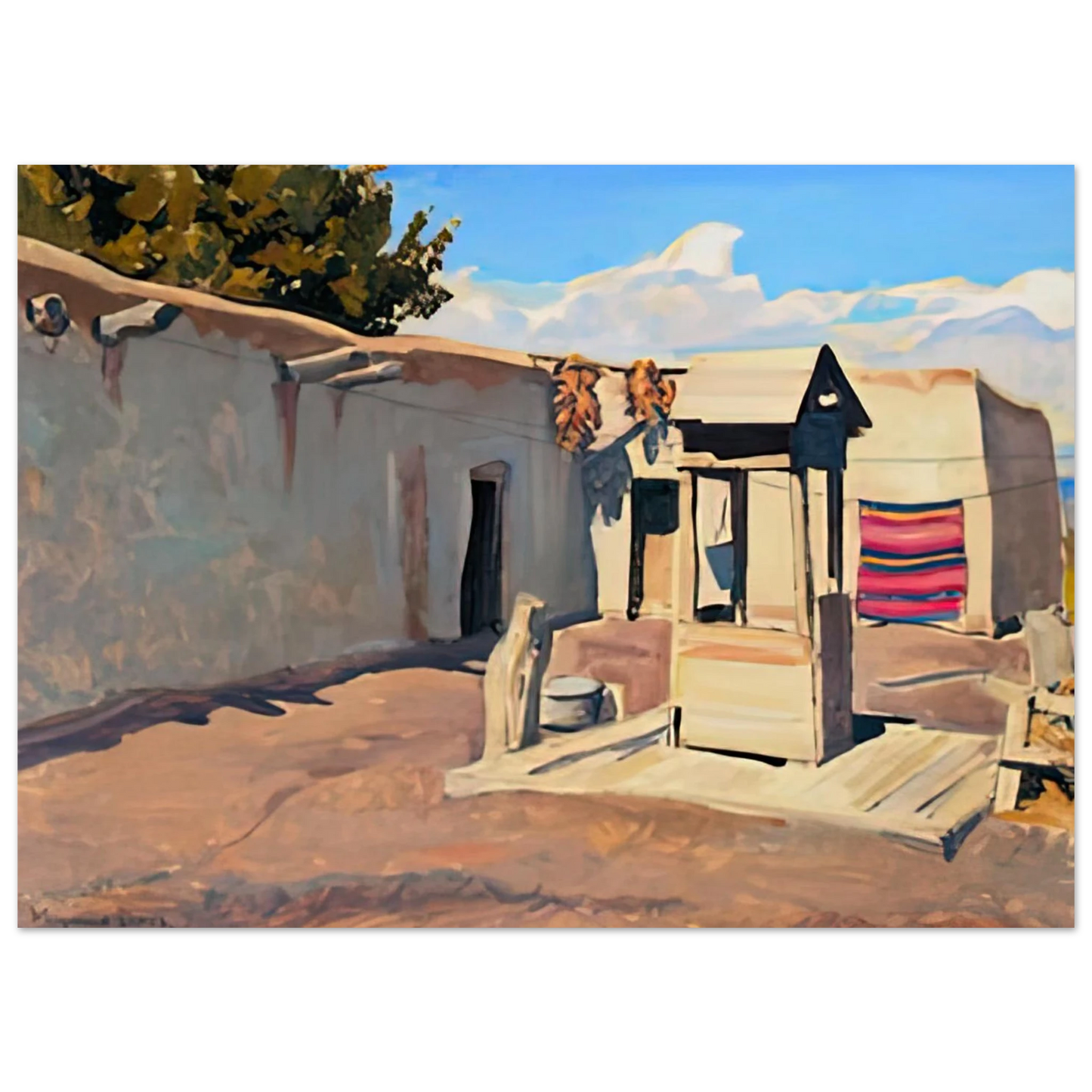 Maynard Dixon - OLD PATIO 1931 Wall art - 15x20 cm / 6x8 inches - Premium Wooden Framed Poster With Fine Art Paper-canvas - White frame