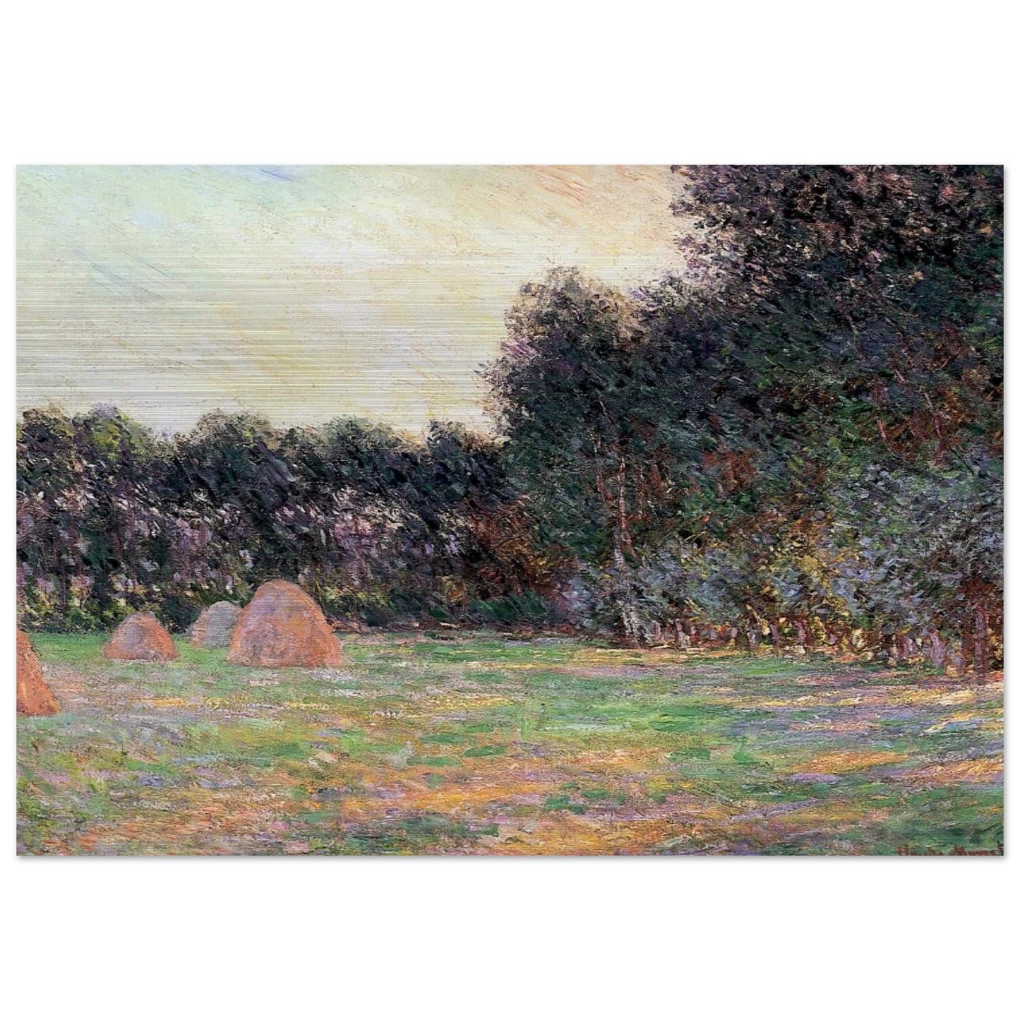 Meadow with Haystacks near Giverny - claude monet Brushed Aluminum Print - 70x100 cm / 28x40 inches | claude monet Aluminum Print | claude monet Prints