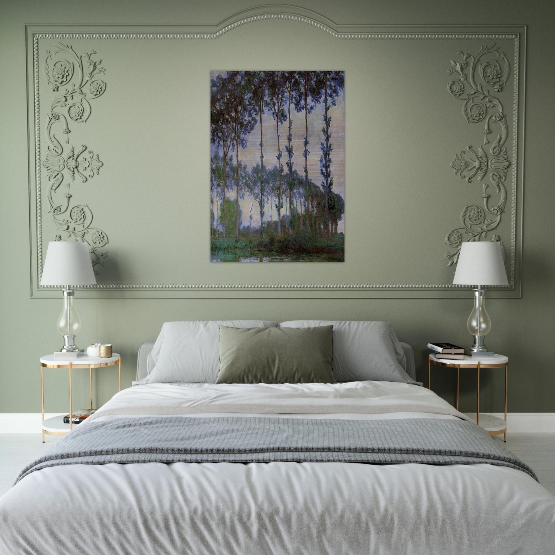 Poplars on the Banks of the River Epte, Overcast Weather - claude monet Brushed Aluminum Print - 70x100 cm / 28x40 inches | claude monet Aluminum Print | claude monet Prints
