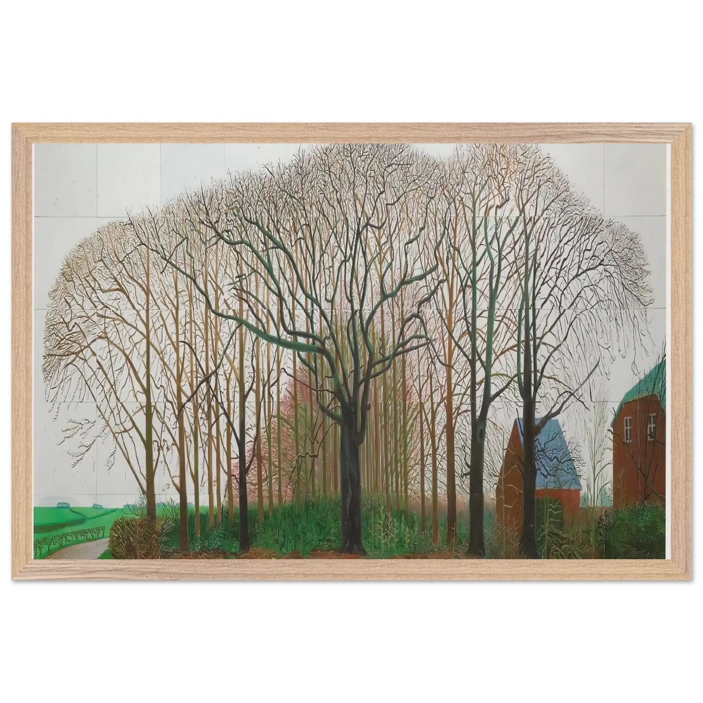 David Hockney - David Hockney Wall art - 28x43  cm / XL (11x17 Inches) - Premium Wooden Framed Poster With Fine Art Paper - White frame