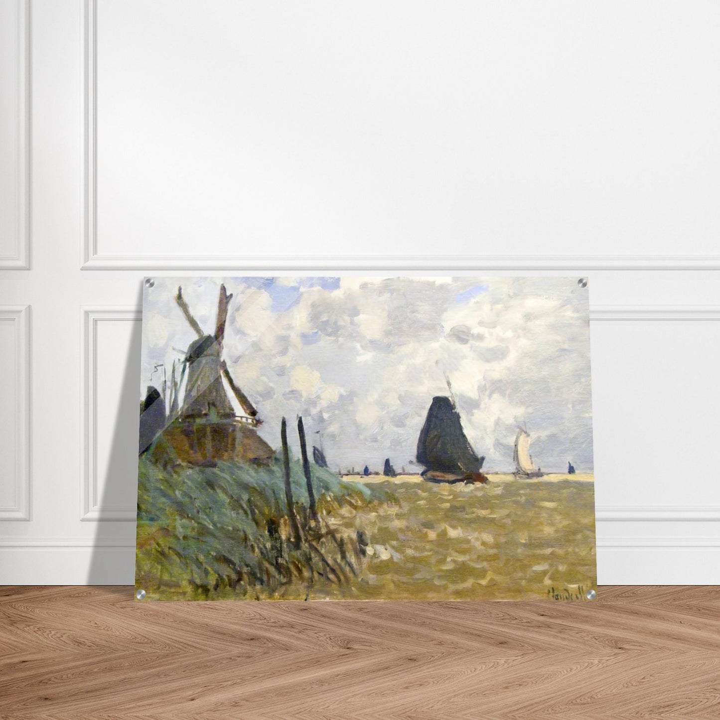 Windmill near Zaandam - claude monet Acrylic Print - 70x100 cm / 28x40″ inches