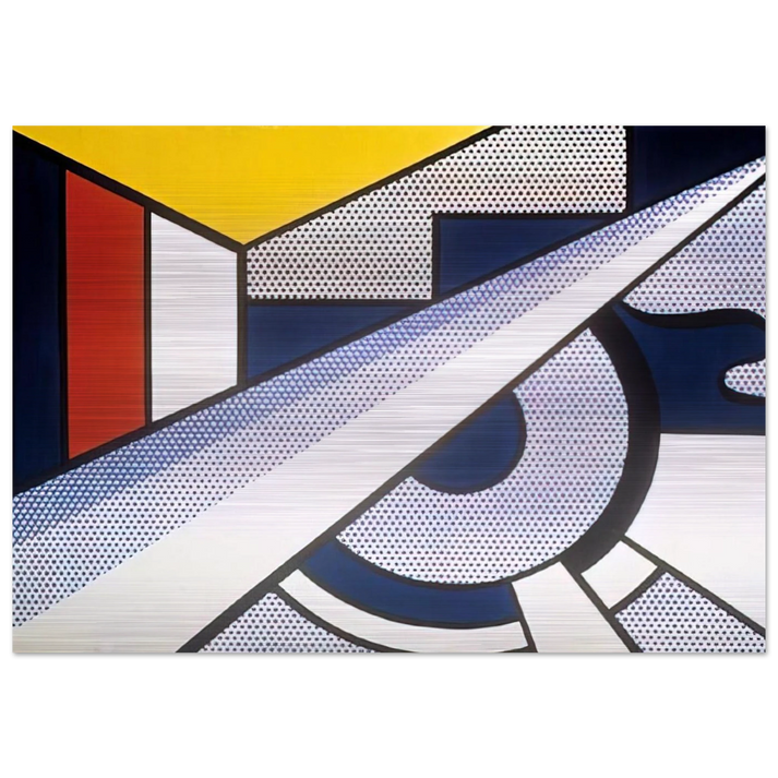 MODERN PAINTING WITH WEDGE 1967 - Roy Lichtenstein Brushed Aluminum Print - 70x100 cm / 28x40 inches | Roy Lichtenstein Aluminum Print | Roy Lichtenstein Prints