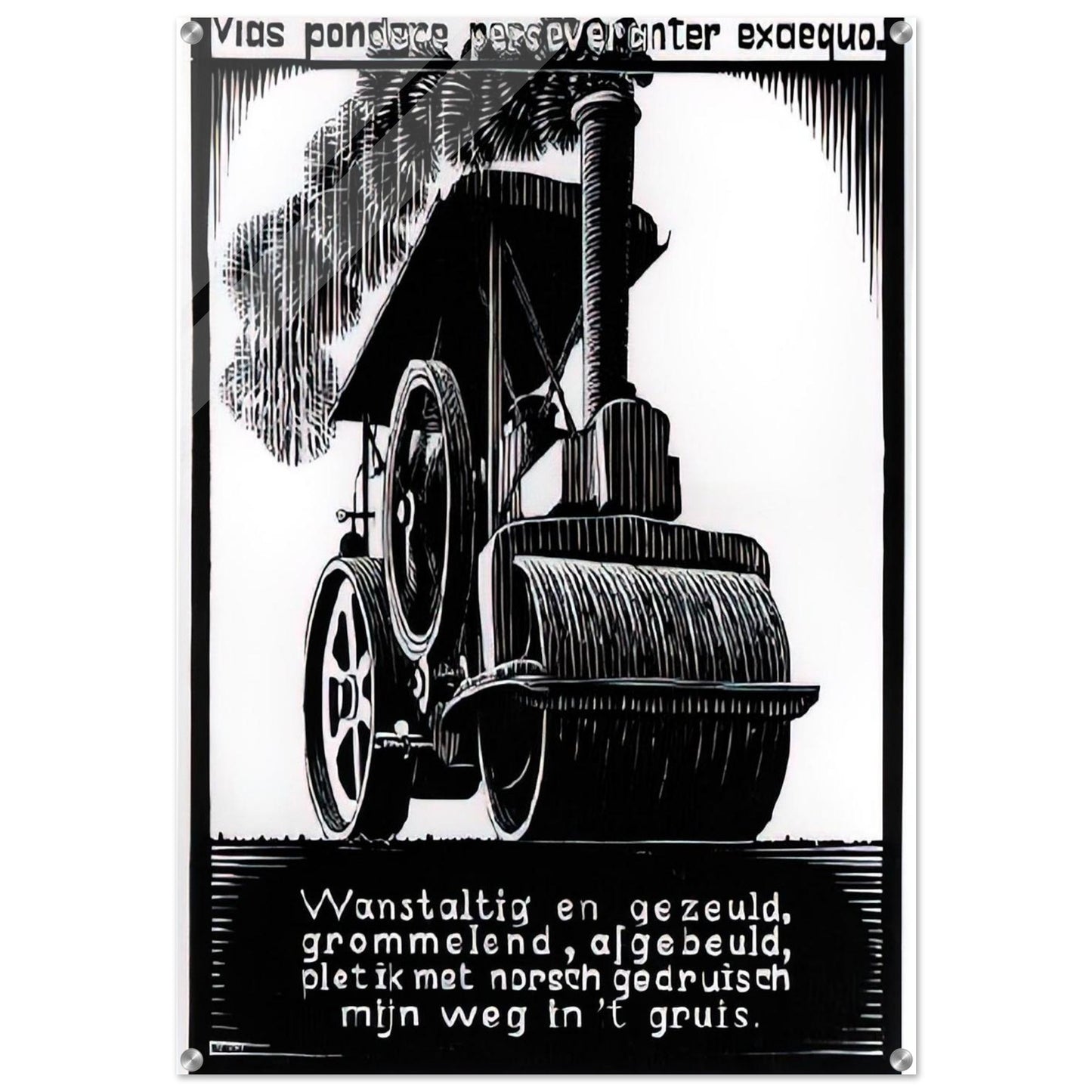 EMBLEMATA STEAMROLLER - MC Escher Acrylic Print - 70x100 cm / 28x40″ inches | Maurits Cornelis Escher Prints