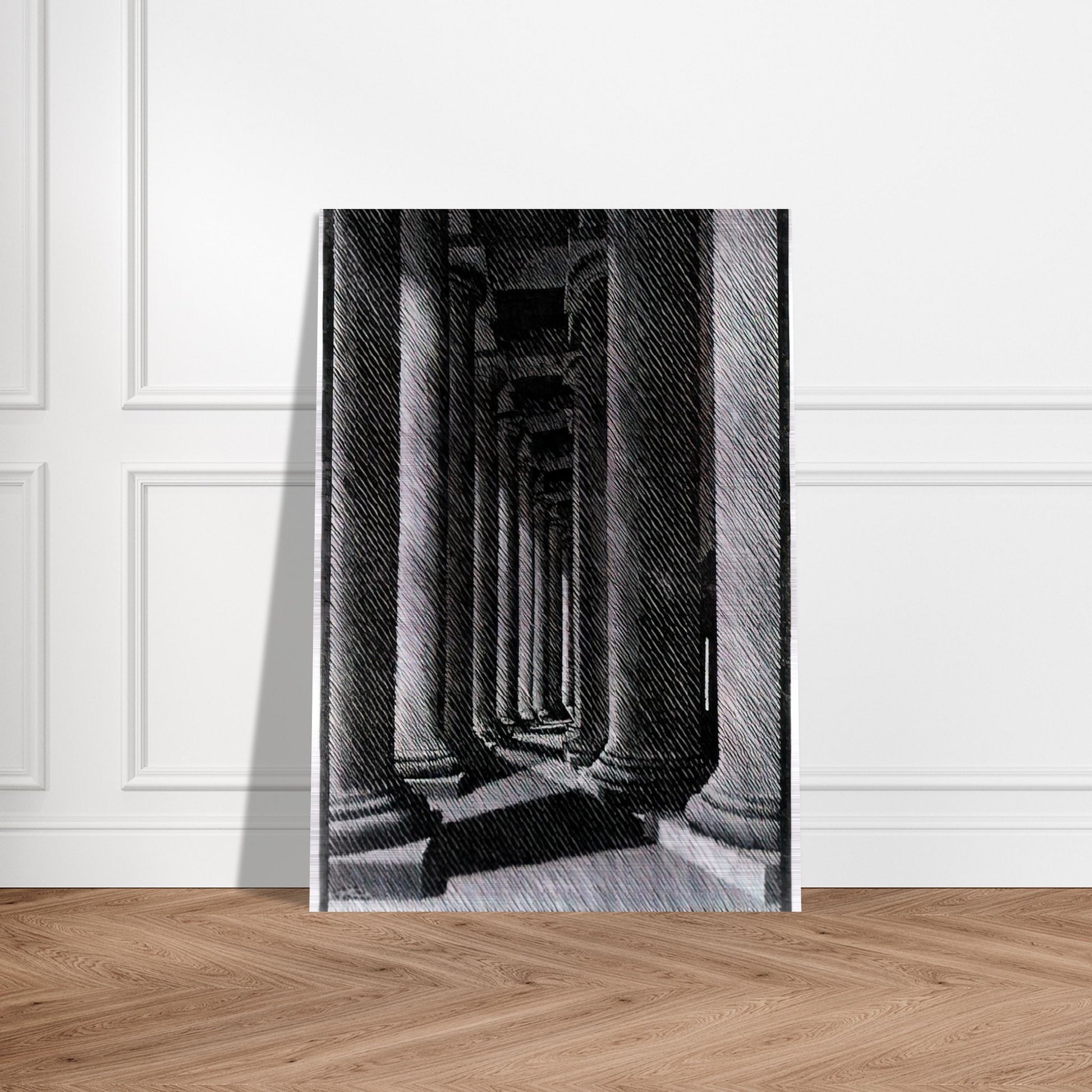 NOCTURNAL ROME COLONADE OF ST PETER S - MC Escher Brushed Aluminum Print - 70x100 cm / 28x40 inches | MC Escher Aluminum Print | MC Escher Prints