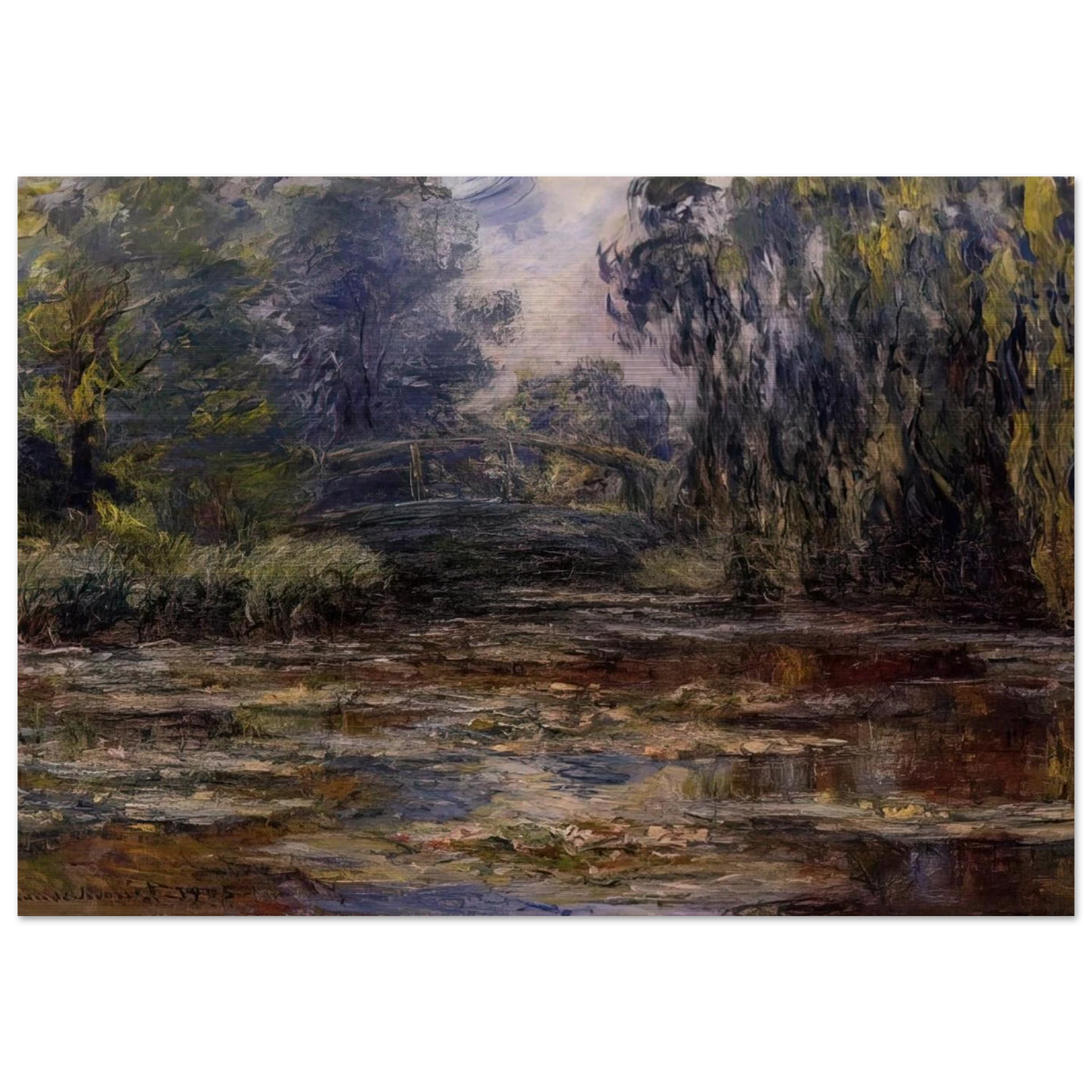The Water Lily Pond and Bridge - claude monet Brushed Aluminum Print - 70x100 cm / 28x40 inches | claude monet Aluminum Print | claude monet Prints