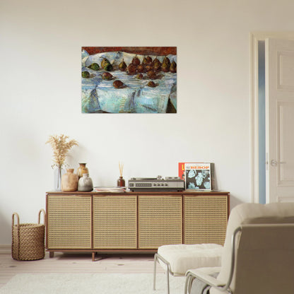 Winter Sickle Pears - Childe Hassam Brushed Aluminum Print - 70x100 cm / 28x40 inches | Childe Hassam Aluminum Print | Childe Hassam Prints