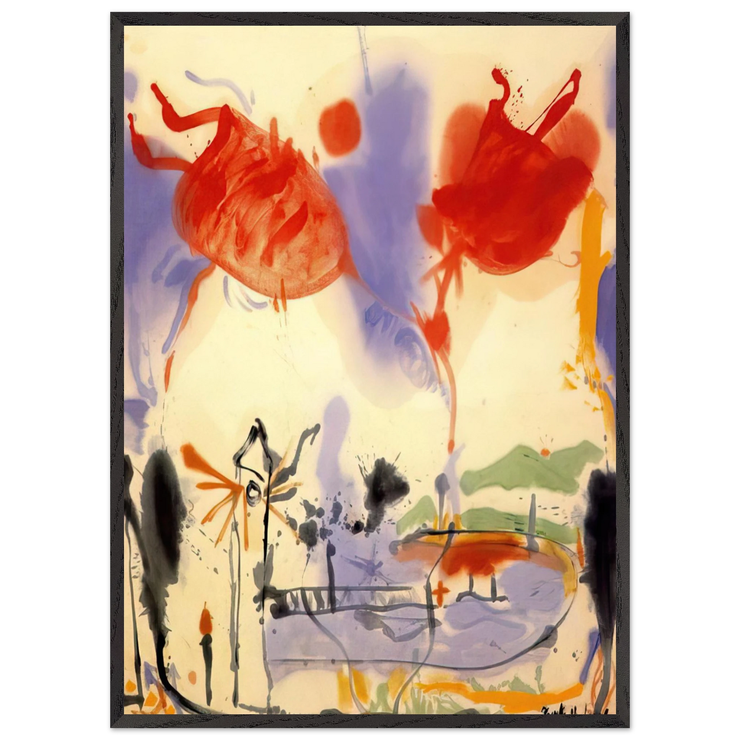 Helen Frankenthaler - Round Trip - 1957 Wall art - 45x60 cm / 18x24 inches - Premium Wooden Framed Poster With Fine Art Paper-canvas - White frame