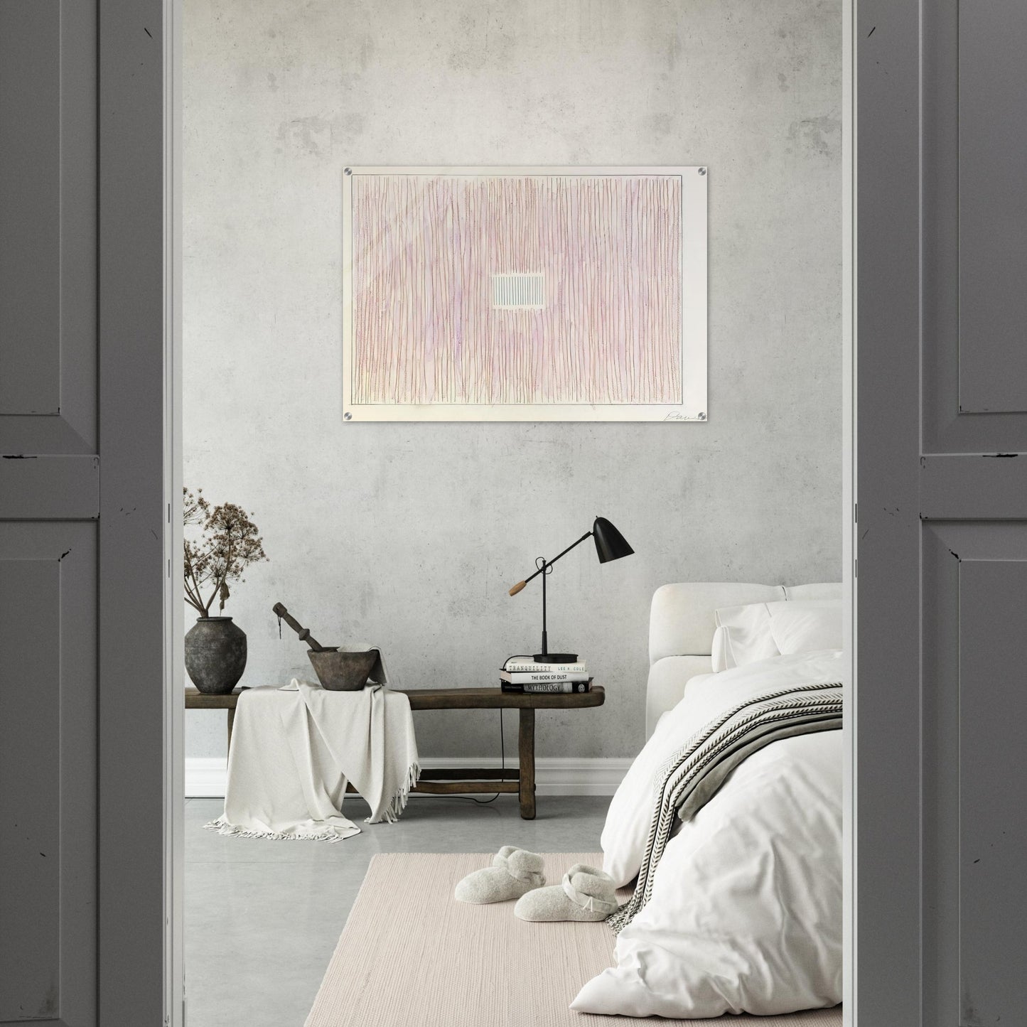 Untitled Pink Stripes-Gray Box - 1976 - Gene Davis Acrylic Print - 70x100 cm / 28x40″ inches