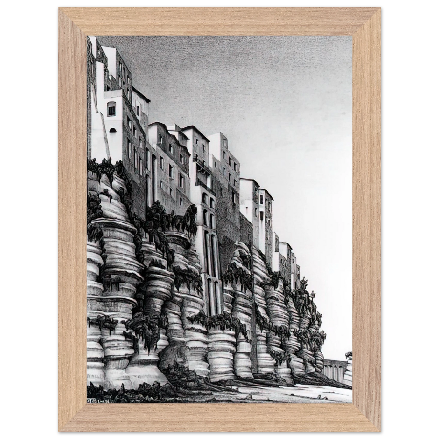 MC Escher - TROPEA CALABRIA Wall art - 50x70 cm / 20x28 inches - Premium Wooden Framed Poster With Fine Art Paper-canvas - Black frame