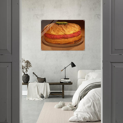 FLOOR BURGER GIANT HAMBURGER 1962 - Claes Oldenburg Acrylic Print - 70x100 cm / 28x40″ inches | Claes Oldenburg Wall Art | Claes Oldenburg Prints