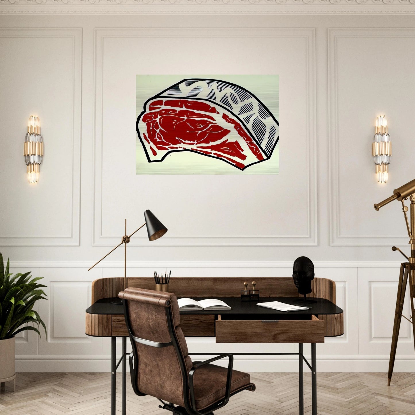 STANDING RIB 1962 - Roy Lichtenstein Brushed Aluminum Print - 70x100 cm / 28x40 inches | Roy Lichtenstein Aluminum Print | Roy Lichtenstein Prints