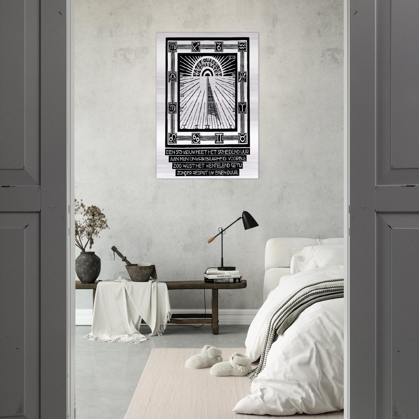SUNDIAL XXIV EMBLEMATA REJECTED PLATE 1931 - MC Escher Brushed Aluminum Print - 70x100 cm / 28x40 inches | MC Escher Aluminum Print | MC Escher Prints | Maurits Cornelis Escher Prints
