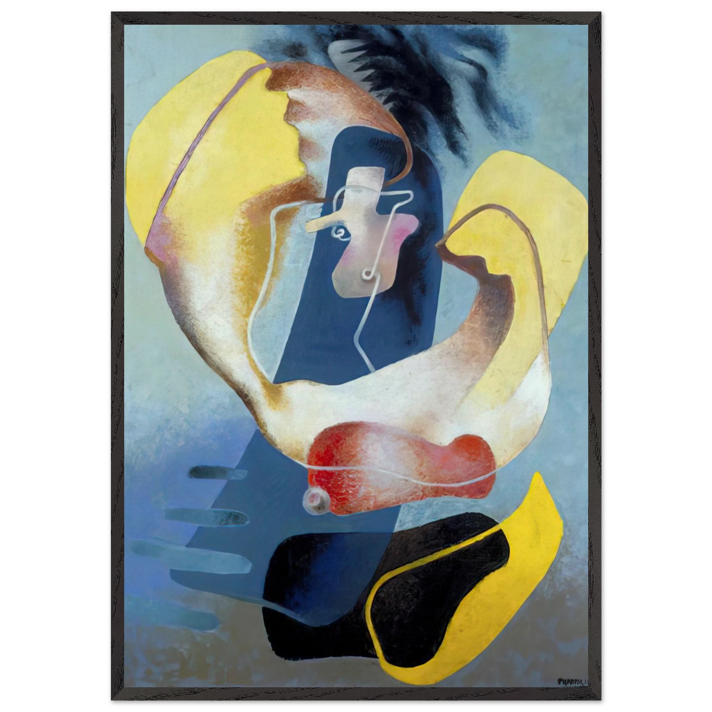 FIGURA NELLO SPAZIO I 1937 - Enrico Prampolini 70x100 cm / 28x40 inches Framed Art Print – Black Wooden Frame
