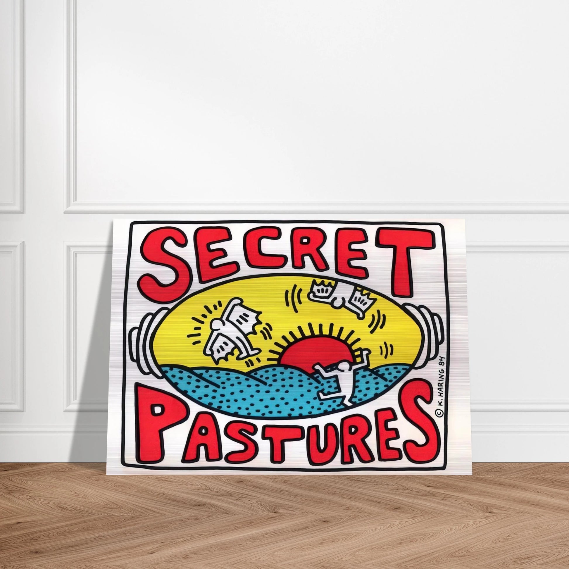 PROMOTIONAL POSTER FOR SECRET PASTURES 1984 - Keith Haring Brushed Aluminum Print - 70x100 cm / 28x40 inches | Keith Haring Aluminum Print | Keith Haring Prints
