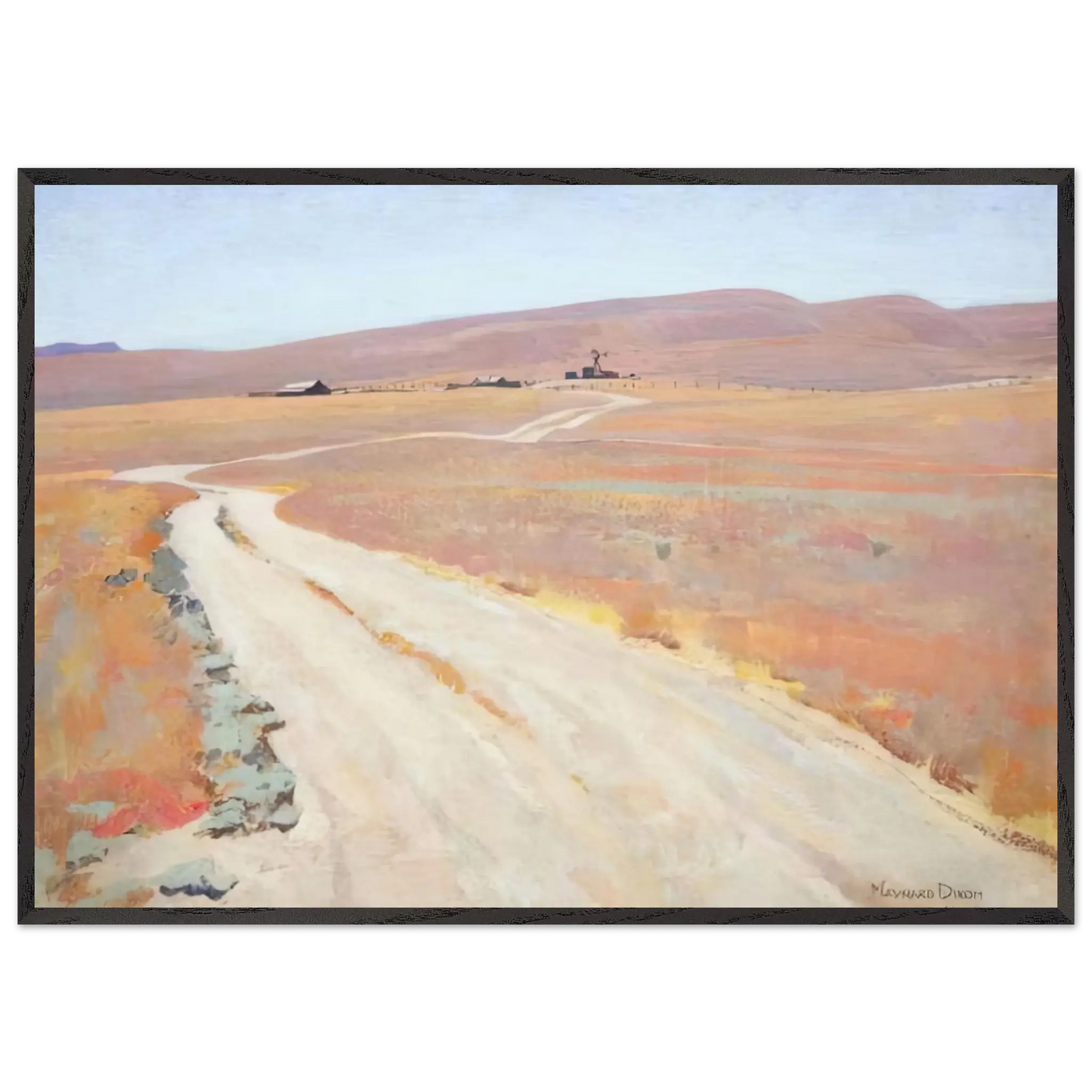 Maynard Dixon - ABANDONED RANCH 1935 Wall art - 45x60 cm / 18x24 Inches - Premium Wooden Framed Poster With Fine Art Paper - Black frame
