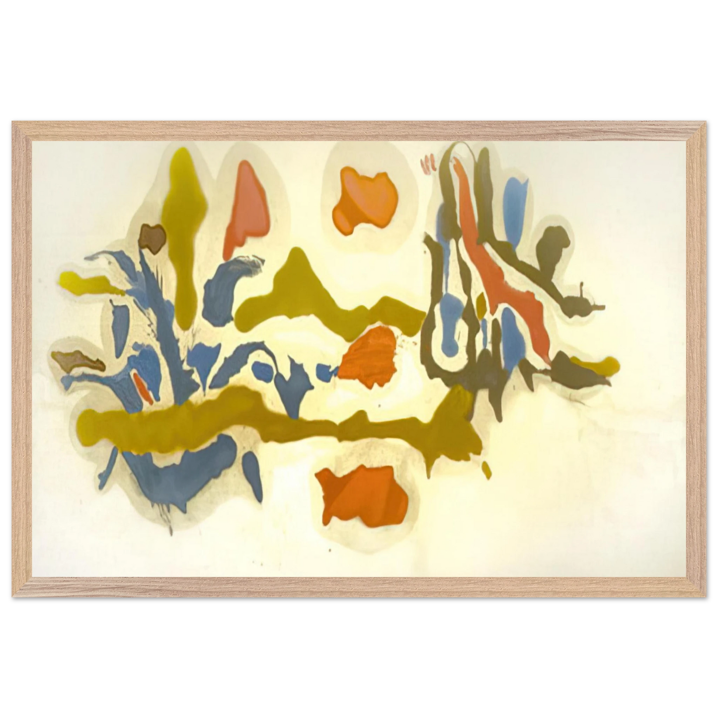 Helen Frankenthaler - Seascape with Dunes - 1962 Wall art - 50x70 cm / 20x28 inches - Premium Wooden Framed Poster With Fine Art Paper-canvas - White frame