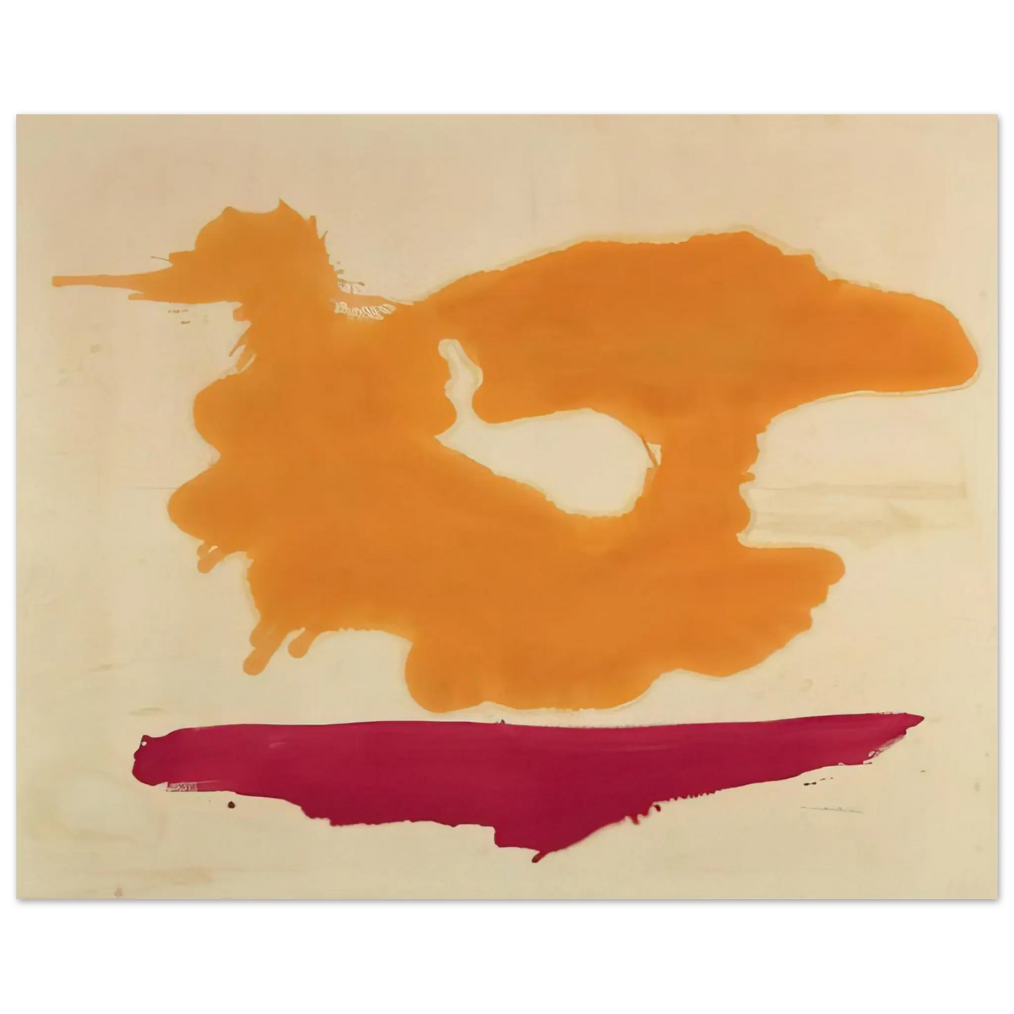 Helen Frankenthaler - Only Orange - 1963 Wall art - 30x45 cm / 12x18 Inches - Premium Wooden Framed Poster With Fine Art Paper - White frame
