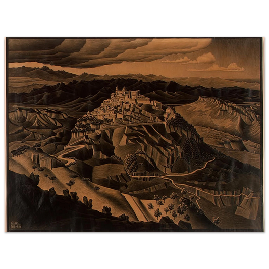 MC Escher - ITALIAN TOWN Wall Art - 21x29.7 cm / 8x12" - Fine Art Poster-canvas - -