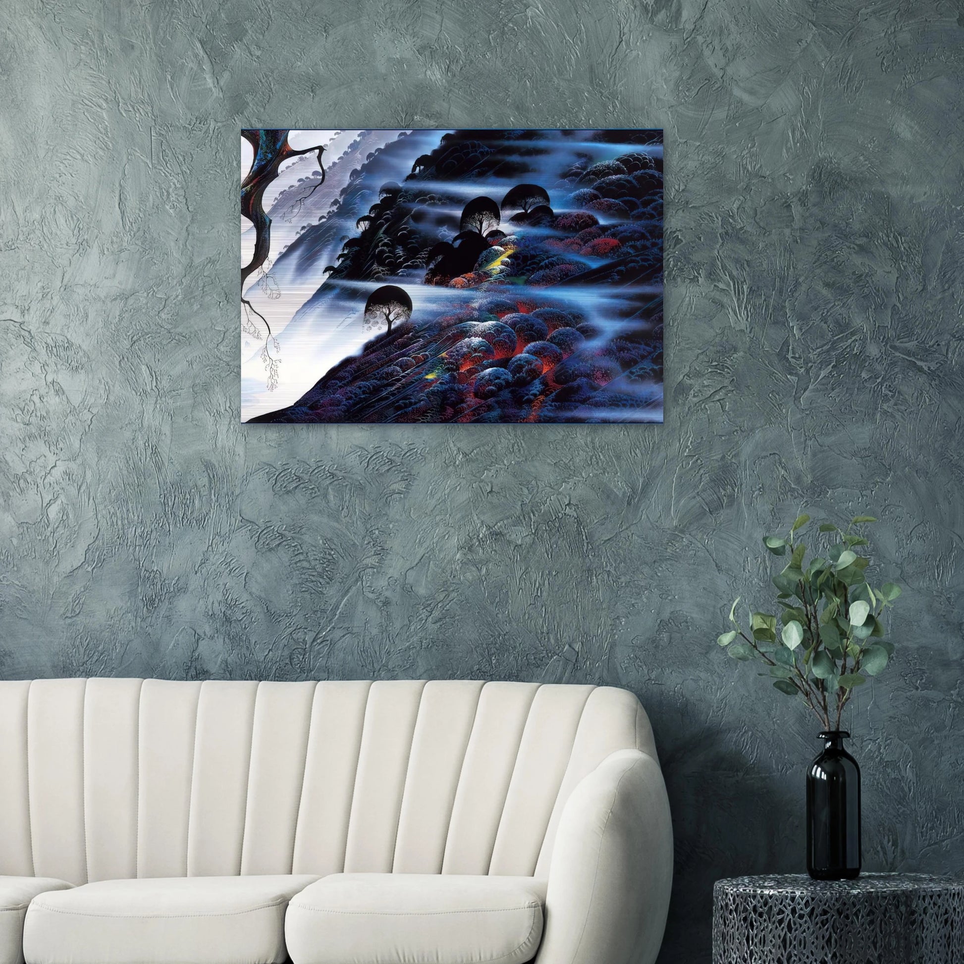 Blue Light - Eyvind Earle Brushed Aluminum Print - 70x100 cm / 28x40 inches | Eyvind Earle Aluminum Print | Eyvind Earle Prints